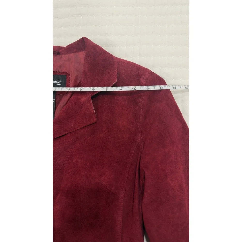 Vintage Brandon‎ Thomas Burgundy Red Suede Leather Blazer Jacket Womens M - Picture 5 of 8